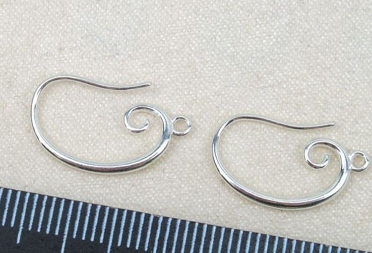 Sterling Silver Earring Hook Ear Wire Fishhook With Loop 8x16mm Earring Findings for Handmade Pure Fine Jewelry Making Wholesale Bulk