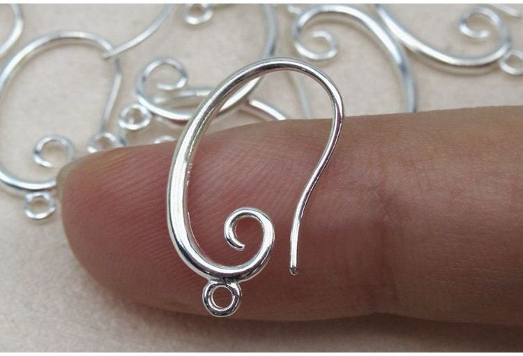 Sterling Silver Earring Hook Ear Wire Fishhook With Loop 8x16mm Earring Findings for Handmade Pure Fine Jewelry Making Wholesale Bulk