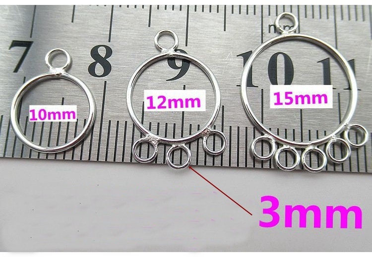 Sterling Silver Earring Hoop with Loops 10 12 15 mm Earring Findings for Handmade Pure Fine Jewelry Making Wholesale Bulk