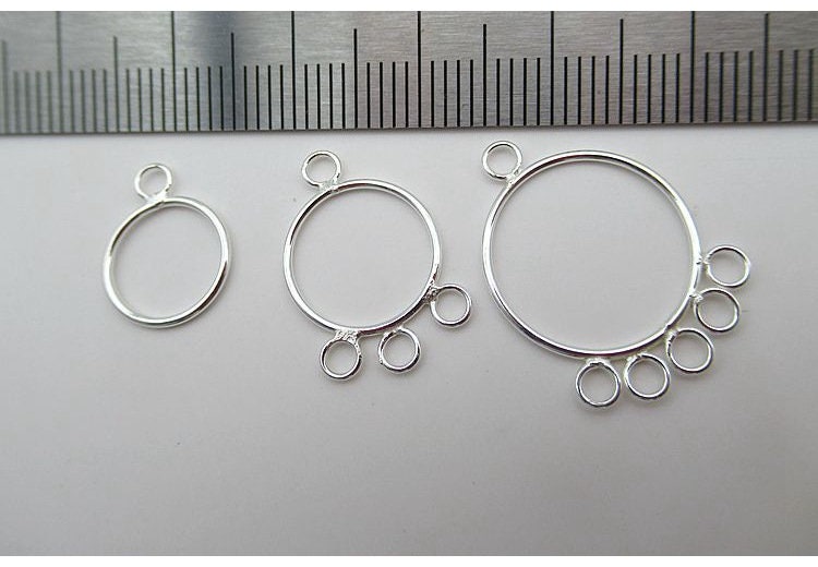 Sterling Silver Earring Hoop with Loops 10 12 15 mm Earring Findings for Handmade Pure Fine Jewelry Making Wholesale Bulk