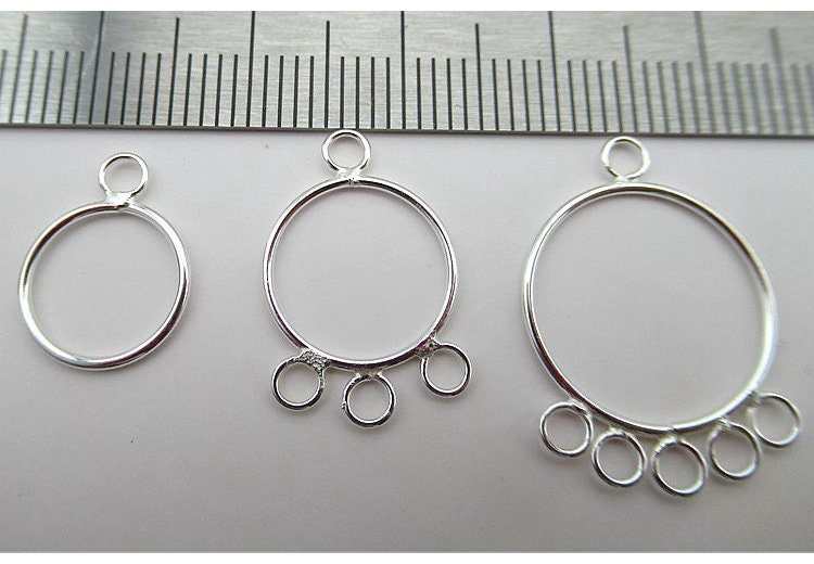 Sterling Silver Earring Hoop with Loops 10 12 15 mm Earring Findings for Handmade Pure Fine Jewelry Making Wholesale Bulk