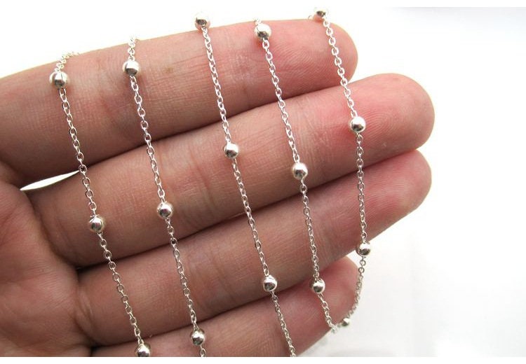 Sterling Silver Cable Satellite Chain by 10cm Findings for Handmade Pure Fine Jewelry Making Wholesale Bulk