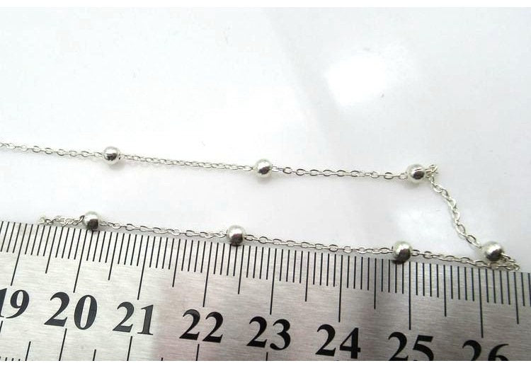 Sterling Silver Cable Satellite Chain by 10cm Findings for Handmade Pure Fine Jewelry Making Wholesale Bulk