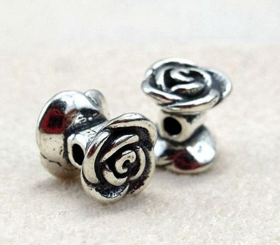 Sterling Silver Rose Spacer Beads 6x6.5mm Bracelet Findings for Handmade Pure Fine Jewelry Making Wholesale Bulk