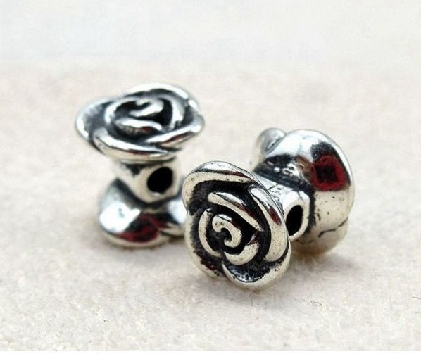 Sterling Silver Rose Spacer Beads 6x6.5mm Bracelet Findings for Handmade Pure Fine Jewelry Making Wholesale Bulk