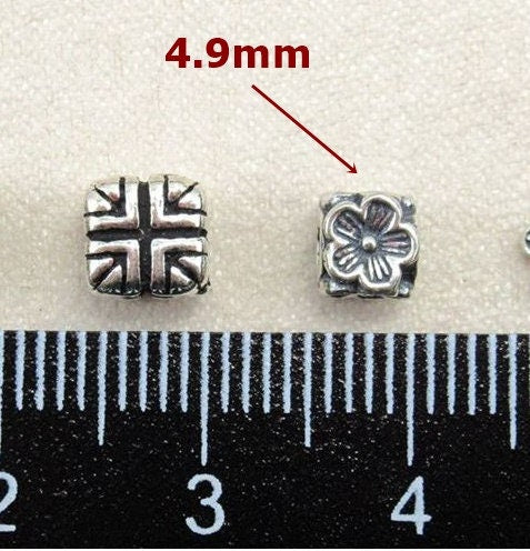 Sterling Silver Cube Spacer Beads 4.9mm Bracelet Findings for Handmade Pure Fine Jewelry Making Wholesale Bulk