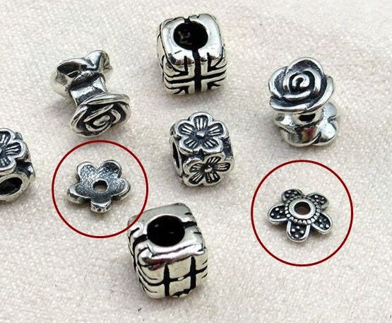 Sterling Silver Flower Bead Caps 5.5mm Beads Findings for Handmade Pure Fine Jewelry Making Wholesale Bulk