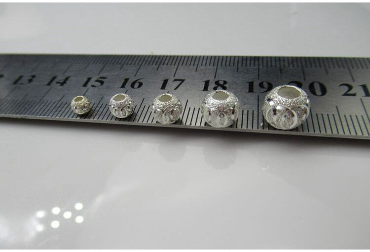 Sterling Silver Round Spacer Beads  4 5 6 7 8 mm Beads Findings for Handmade Pure Fine Jewelry Making Wholesale Bulk