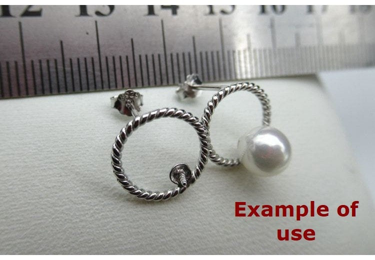 Sterling Silver Earrings Round Studs with Pearl Holder 4-6mm Earring Findings for Handmade Pure Fine Jewelry Making Wholesale Bulk