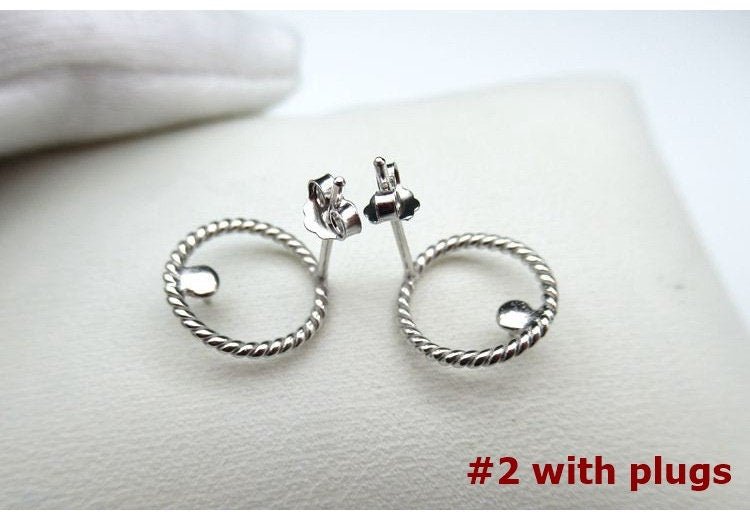 Sterling Silver Earrings Round Studs with Pearl Holder 4-6mm Earring Findings for Handmade Pure Fine Jewelry Making Wholesale Bulk