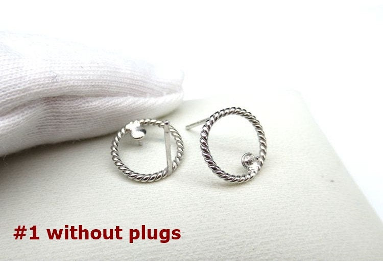 Sterling Silver Earrings Round Studs with Pearl Holder 4-6mm Earring Findings for Handmade Pure Fine Jewelry Making Wholesale Bulk