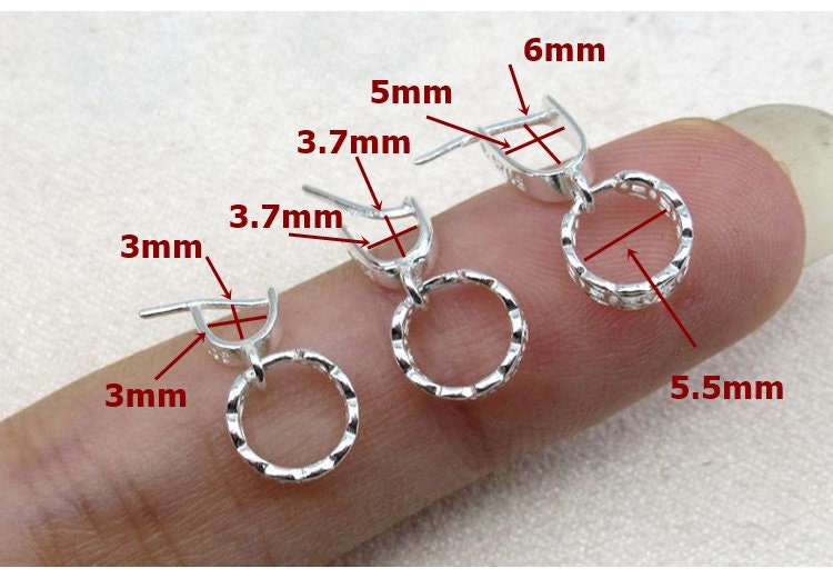 Sterling Silver Pinch Bail 3x3; 3.7x3.7; 5x6mm Pendant Findings for Handmade Pure Fine Jewelry Making Wholesale Bulk