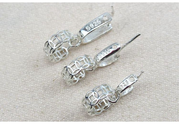 Sterling Silver Pinch Bail 3x3; 3.7x3.7; 5x6mm Pendant Findings for Handmade Pure Fine Jewelry Making Wholesale Bulk