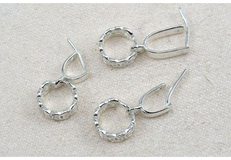 Sterling Silver Pinch Bail 3x3; 3.7x3.7; 5x6mm Pendant Findings for Handmade Pure Fine Jewelry Making Wholesale Bulk