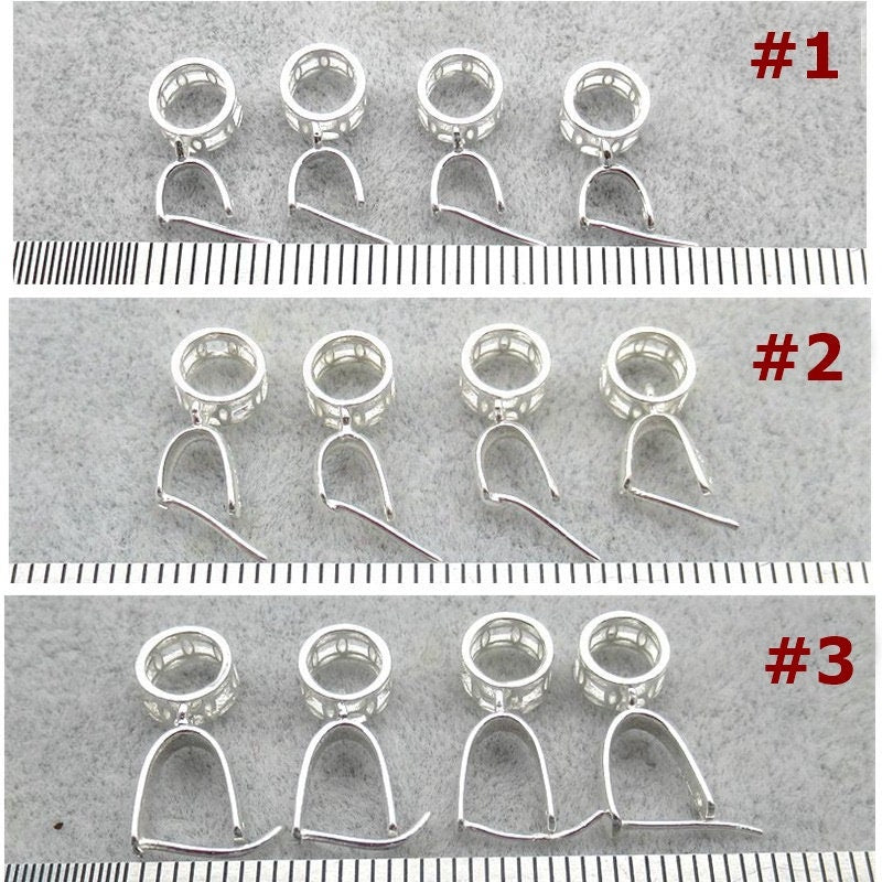 Sterling Silver Pinch Bail 2.5x3; 3.7x3.7; 6x5mm Pendant Findings for Handmade Pure Fine Jewelry Making Wholesale Bulk