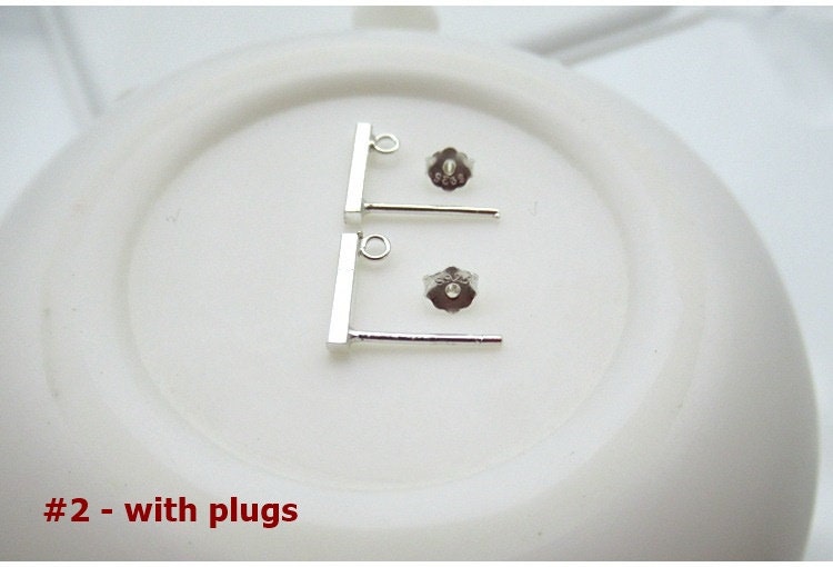 Bar Post Earring with Loop 10x12mm 925 Sterling Silver Findings for Handmade Pure Fine Jewelry Making Wholesale Bulk