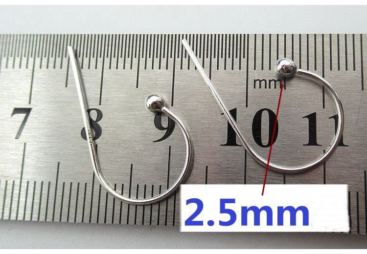 Sterling Silver Fish Hook Earring Wires 10mm Earring Findings for Handmade Pure Fine Jewelry Making Wholesale Bulk