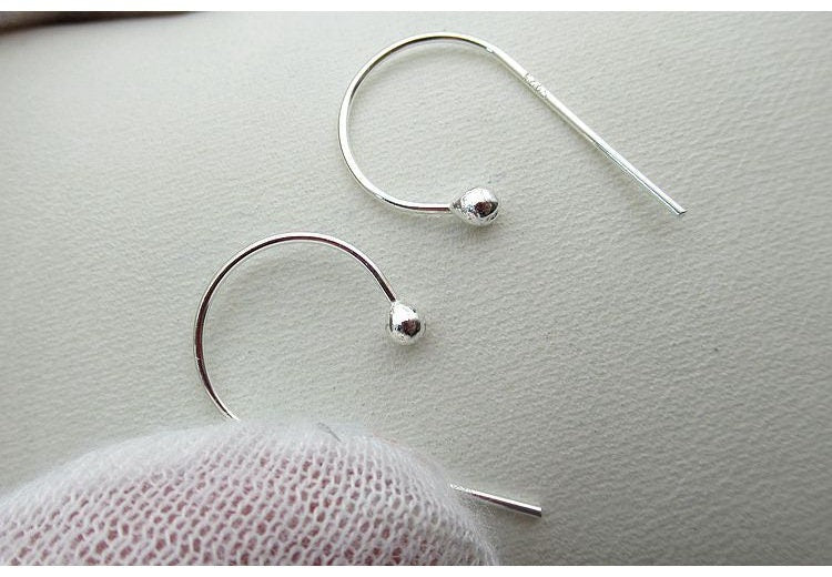 Sterling Silver Fish Hook Earring Wires 10mm Earring Findings for Handmade Pure Fine Jewelry Making Wholesale Bulk