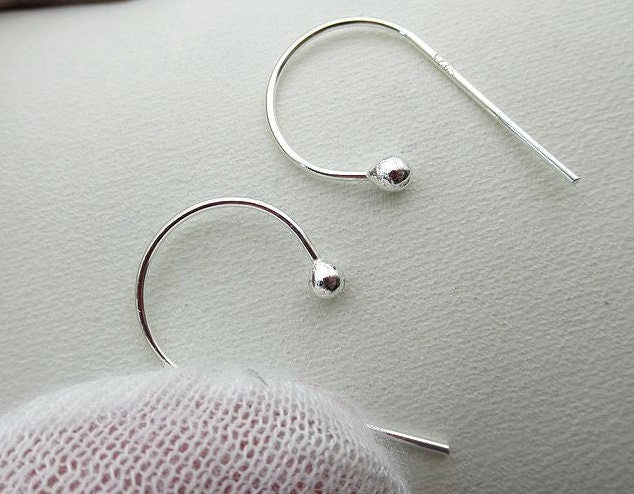 Sterling Silver Fish Hook Earring Wires 10mm Earring Findings for Handmade Pure Fine Jewelry Making Wholesale Bulk