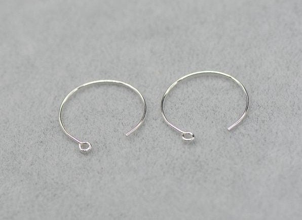 Sterling Silver Earring Hoop with Loop 20 mm Earring Findings for Handmade Pure Fine Jewelry Making Wholesale Bulk