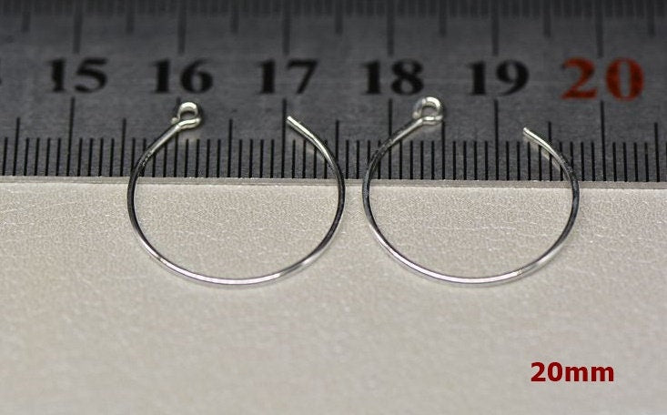 Sterling Silver Earring Hoop with Loop 20 mm Earring Findings for Handmade Pure Fine Jewelry Making Wholesale Bulk