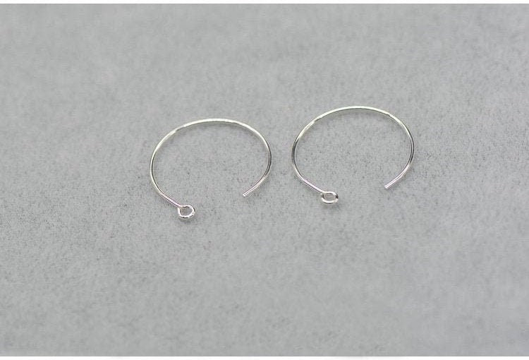 Sterling Silver Earring Hoop with Loop 20 mm Earring Findings for Handmade Pure Fine Jewelry Making Wholesale Bulk