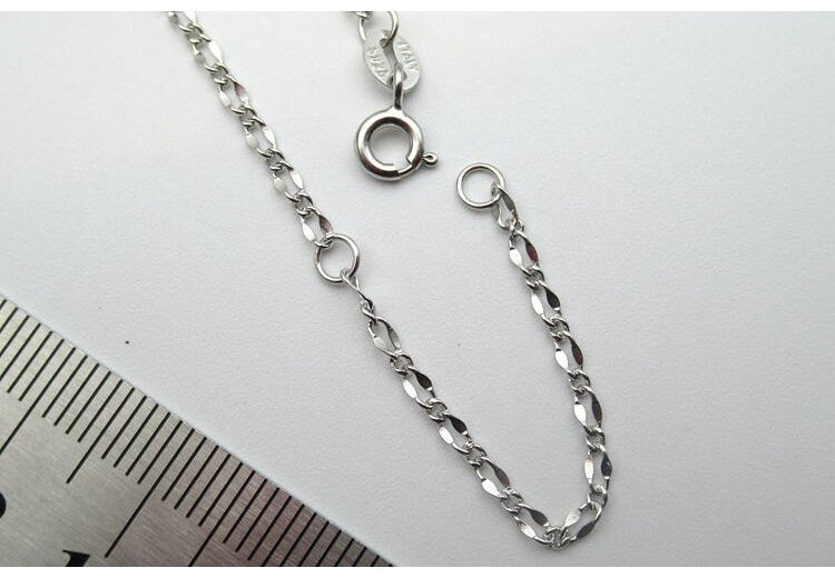 Sterling Silver Cable Chain Necklace with Spring Ring Buckle 45 cm Chain Findings for Handmade Pure Fine Jewelry Making Wholesale Bulk