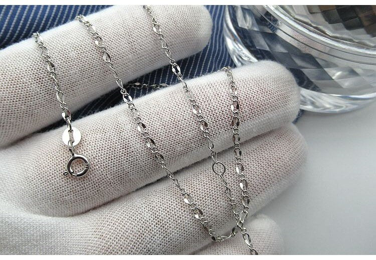 Sterling Silver Cable Chain Necklace with Spring Ring Buckle 45 cm Chain Findings for Handmade Pure Fine Jewelry Making Wholesale Bulk