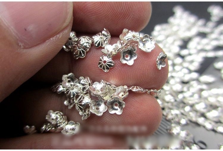 Sterling Silver Flower Bead Cap 4 mm Beads Findings for Handmade Pure Fine Jewelry Making Wholesale Bulk