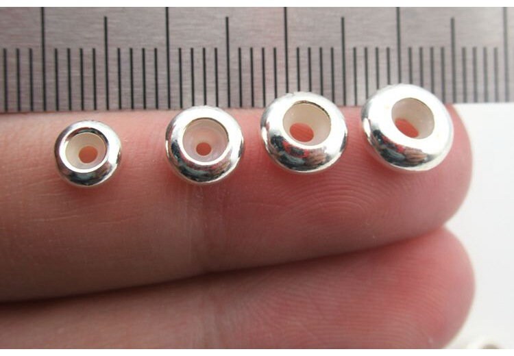 Sterling Silver Donut Spacer Beads  5 6 7 8 mm Beads Findings for Handmade Pure Fine Jewelry Making Wholesale Bulk