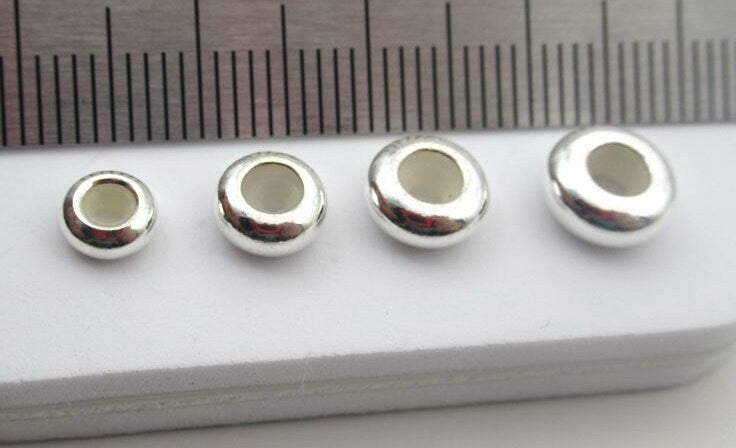 Sterling Silver Donut Spacer Beads  5 6 7 8 mm Beads Findings for Handmade Pure Fine Jewelry Making Wholesale Bulk