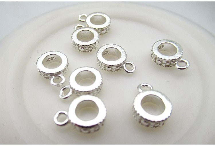 Round Wheel Bail 7mm 925 Sterling Silver Charm Pendant Findings for Handmade Pure Fine Jewelry Making Wholesale Bulk