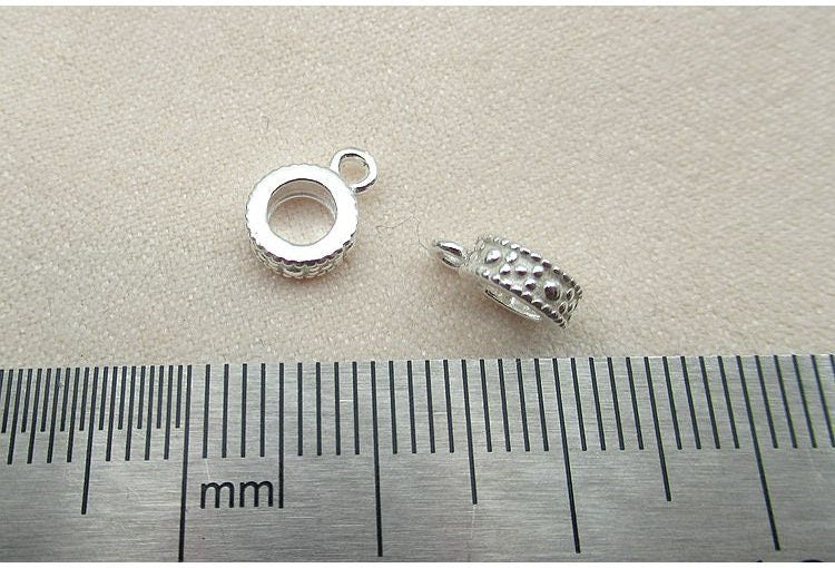 Round Wheel Bail 7mm 925 Sterling Silver Charm Pendant Findings for Handmade Pure Fine Jewelry Making Wholesale Bulk