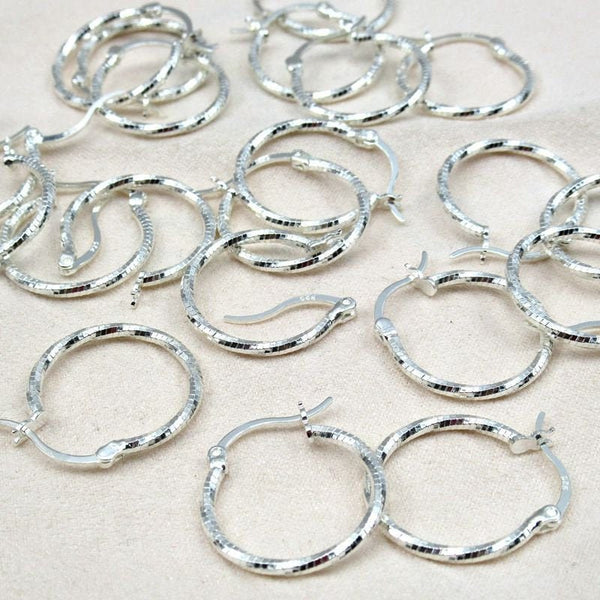 Sterling Silver Hoop Earrings 20 30 mm Earring Findings for Handmade Pure Fine Jewelry Making Wholesale Bulk