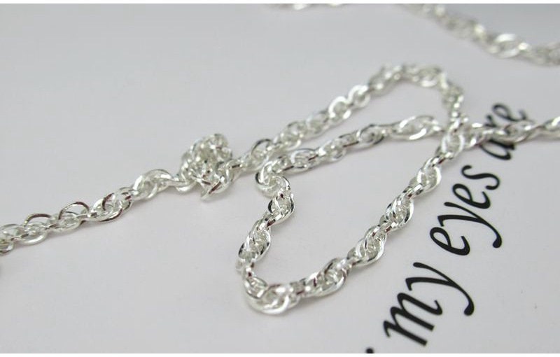 Sterling Silver Rope Chain 1.7mm by 10cm Findings for Handmade Pure Fine Jewelry Making Wholesale Bulk