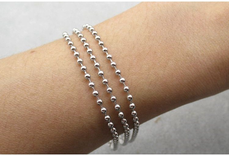 Sterling Silver Ball Chain Bracelet Setting with Spring Clasp 18 20сm Bracelet Findings for Handmade Pure Fine Jewelry Making Wholesale Bulk