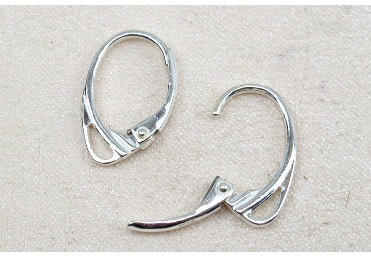 Sterling Silver Round Leverback Earring Wires Hooks 13.5mm Earring