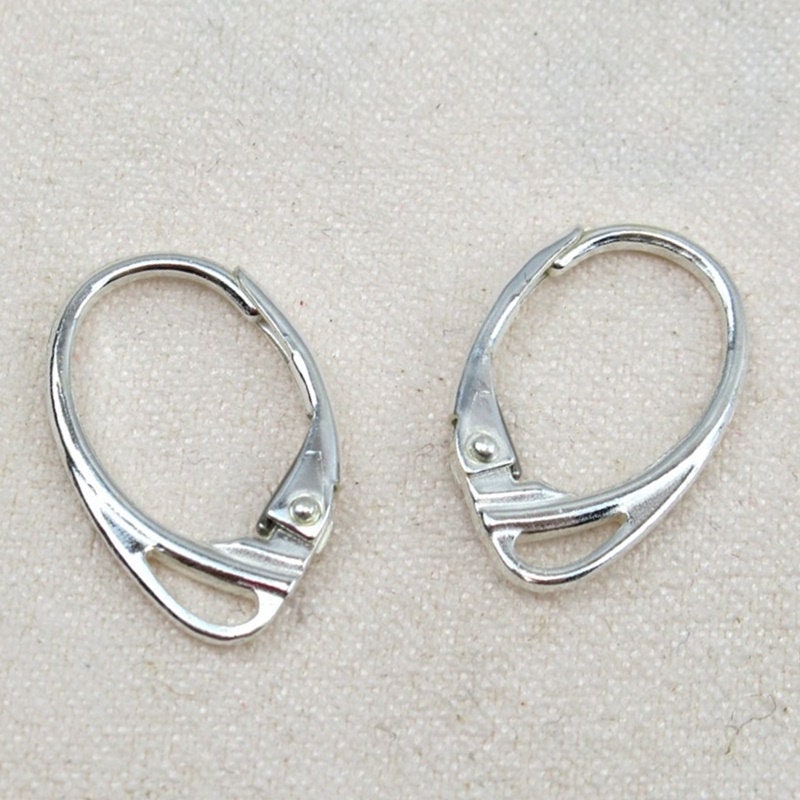 Sterling Silver Lever Back Earring Hook Wires 12x17mm Earring Findings for Handmade Pure Fine Jewelry Making Wholesale Bulk