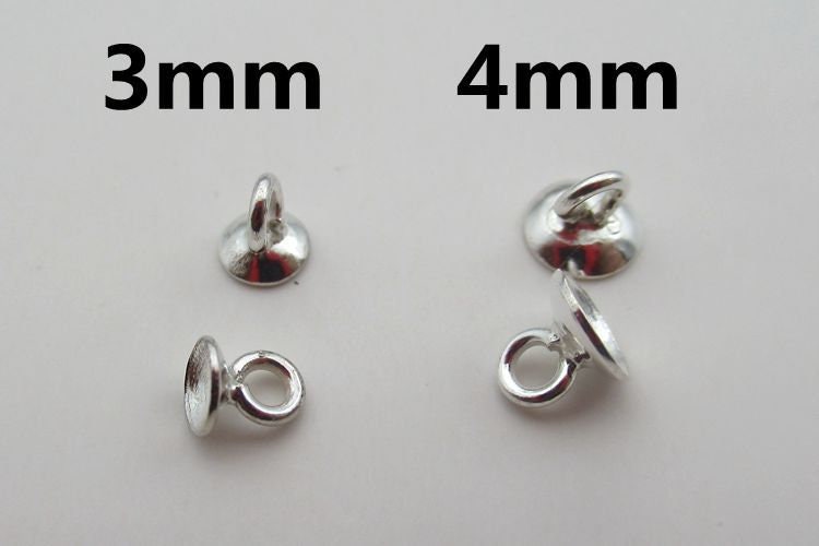 Sterling Silver Pearl Cup 3 4 mm Beads Findings for Handmade Pure Fine Jewelry Making Wholesale Bulk