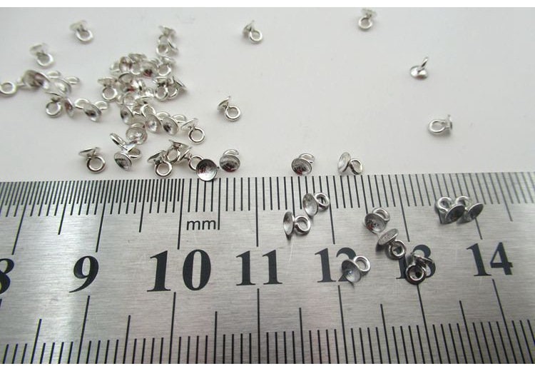 Sterling Silver Pearl Cup 3 4 mm Beads Findings for Handmade Pure Fine Jewelry Making Wholesale Bulk