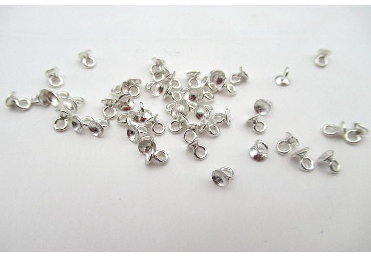 Sterling Silver Pearl Cup 3 4 mm Beads Findings for Handmade Pure Fine Jewelry Making Wholesale Bulk