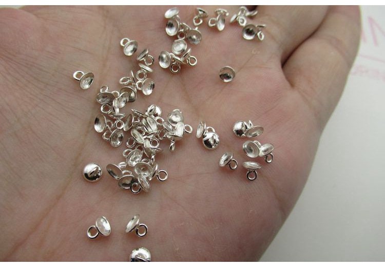 Sterling Silver Pearl Cup 3 4 mm Beads Findings for Handmade Pure Fine Jewelry Making Wholesale Bulk