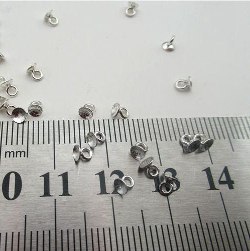 Sterling Silver Pearl Cup 3 4 mm Beads Findings for Handmade Pure Fine Jewelry Making Wholesale Bulk