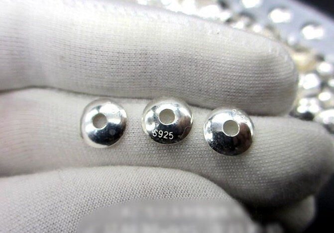 Sterling Silver Round Bead Cap 3 6 8 mm Beads Findings for Handmade Pure Fine Jewelry Making Wholesale Bulk