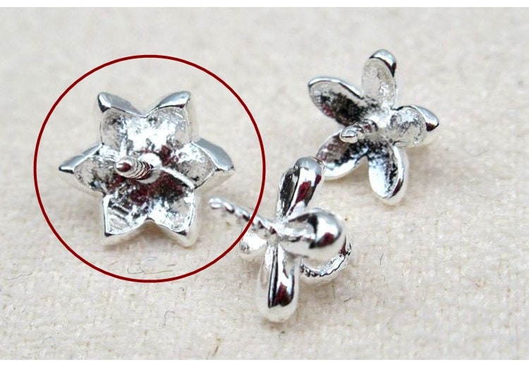 Sterling Silver Flower Bead Cap with Pin 7 mm Beads Findings for Handmade Pure Fine Jewelry Making Wholesale Bulk