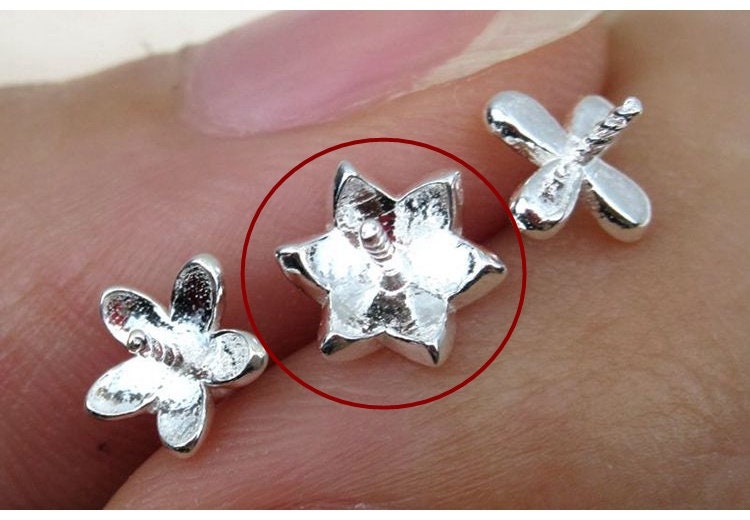 Sterling Silver Flower Bead Cap with Pin 7 mm Beads Findings for Handmade Pure Fine Jewelry Making Wholesale Bulk