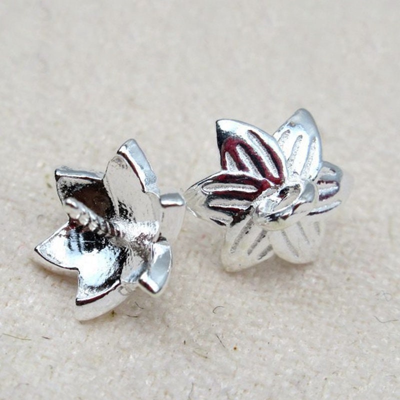 Sterling Silver Flower Bead Cap with Pin 7 mm Beads Findings for Handmade Pure Fine Jewelry Making Wholesale Bulk