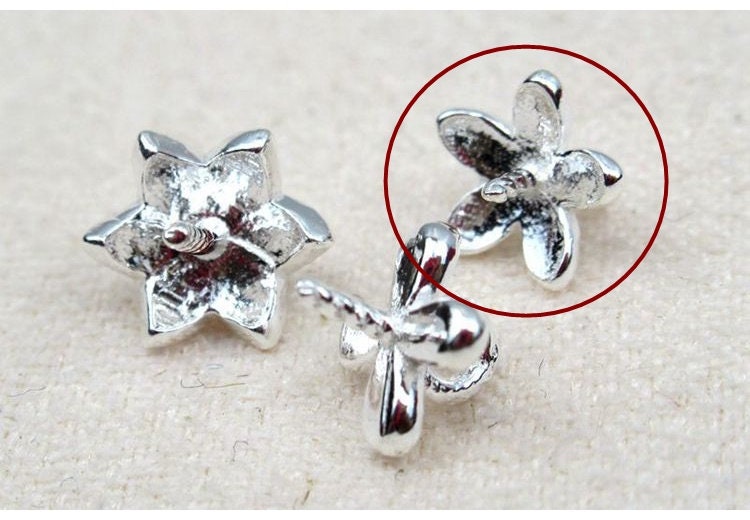 Flower Cup Cap with Peg Pin and Dangle Loop 6 mm 925 Sterling Silver Findings for Handmade Pure Fine Jewelry Making Wholesale Bulk