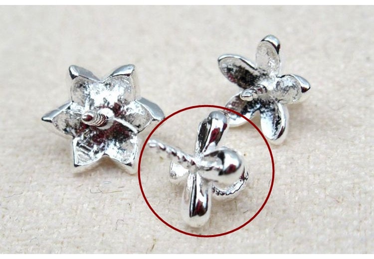 Sterling Silver Flower Cup and Peg Drop with Loop 6 mm Beads Findings for Handmade Pure Fine Jewelry Making Wholesale Bulk