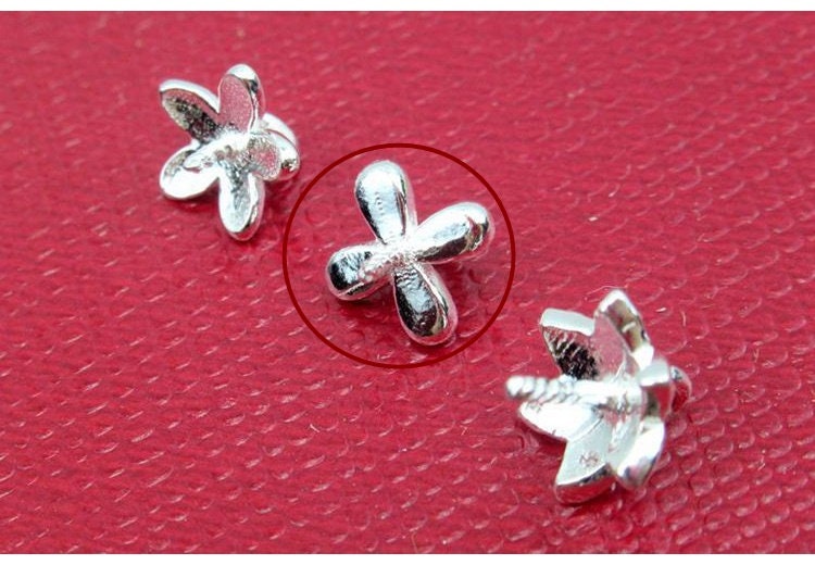 Sterling Silver Flower Cup and Peg Drop with Loop 6 mm Beads Findings for Handmade Pure Fine Jewelry Making Wholesale Bulk